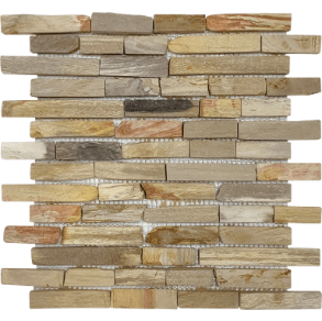 Fossil Wood Baguette Mix Beige Mosaic - stone tile